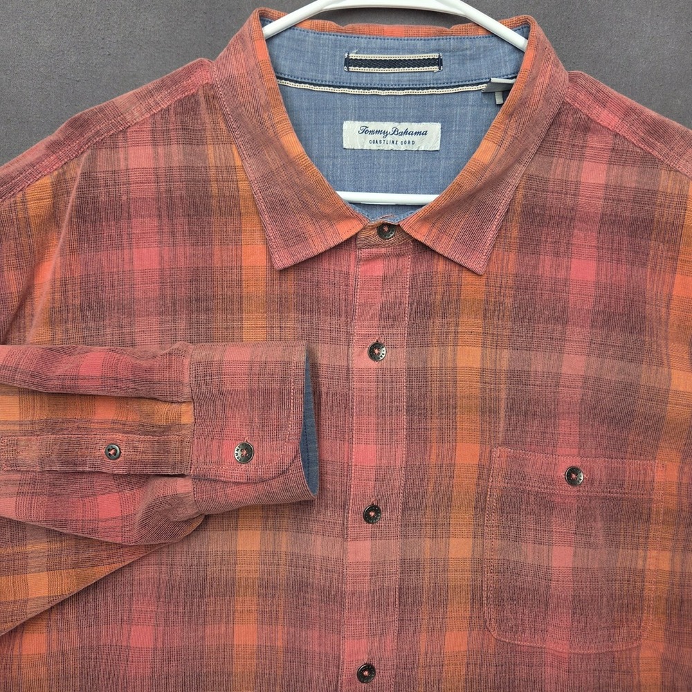 Tommy Bahama Shirt Mens 3XLB Coastline Corduroy Plaid Long Sleeve Button BT32607